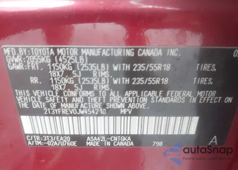 2018 Toyota Rav4 Limited from USA, damaged, VIN 2T3YFREV0JW454210